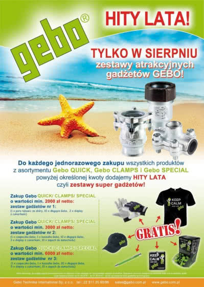 Do 31 sierpnia 2016 roku firma GEBO Technika International Sp. z o. o. organizuje promocję "Hity Lata 2016!" Do 31 sierpnia 2016 roku firma GEBO Technika International Sp. z o. o. organizuje promocję "Hity Lata 2016!"